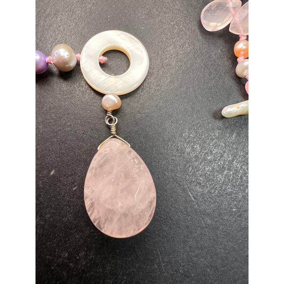 NEW multi color freshwater pearl, rose quartz and amethyst necklace - Picture 10 of 12